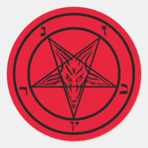 Adesivo Redondo Baphomet Pentagram Satanic Sticker