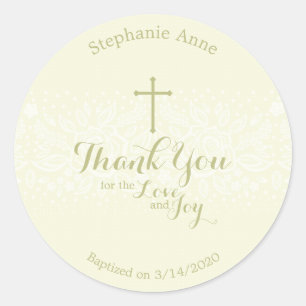 Adesivo Redondo Baptism Sage Delicate Lace Floral