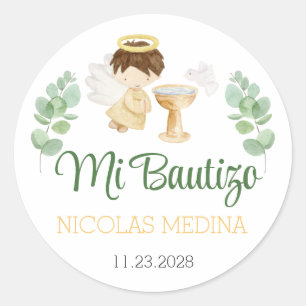 Adesivo Redondo Baptism Stickers Bautizo Pegatinas Espanhol