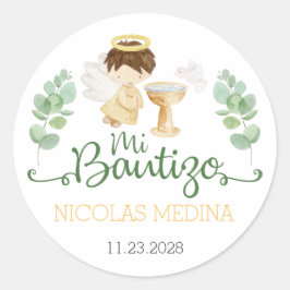 Adesivo Redondo Baptism Stickers Bautizo Pegatinas Espanhol