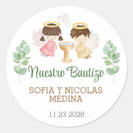 Adesivo Redondo Baptism Stickers Girl Boy Bautizo Espanhol
