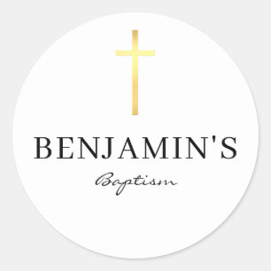 Adesivo Redondo BAPTISMO SEAL - azul-bebê amarelo-fino