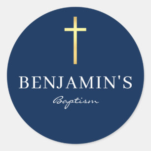 Adesivo Redondo BAPTISMO SEAL marinho azul-escuro