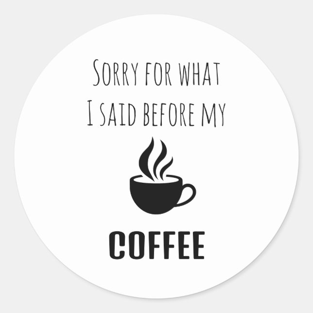 Adesivo Redondo Baqueta de café preto e bonito (Frente)