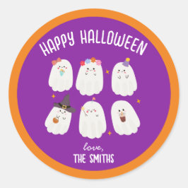 Adesivo Redondo Baquetas de halloween da família bonita