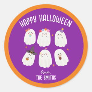 Adesivo Redondo Baquetas de halloween da família bonita