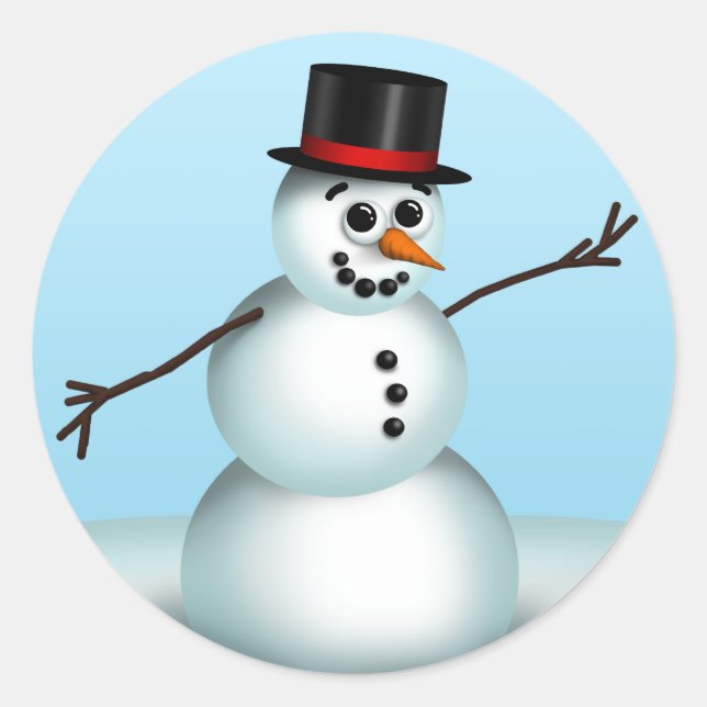 Adesivo Redondo Baquetas de inverno para bonitinhos de neve (Frente)