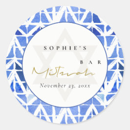 ADESIVO REDONDO BAR CHEVRON CHEVRON INDIGO AZUL MITZVAH