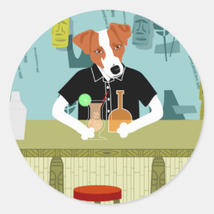 Adesivo Redondo Bar de Jack Russell Terrier Tiki