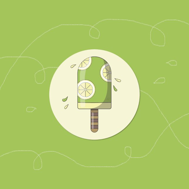 Adesivo Redondo Bar de Sorvete Lemon limão (Lemon lime green yellow ice cream bar sticker .)