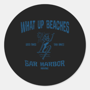 Adesivo Redondo Bar Harbour Maine Me Engraçado Vintage Beaches Tee