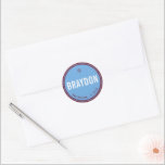 Adesivo Redondo BAR MITZVAH a azul-marrom moderno<br><div class="desc">pelo selo do massard Sticker do Bar do seu filho / Bat Mitzvah - use como selos de envelope ou favores para vestir a recepção.</div>