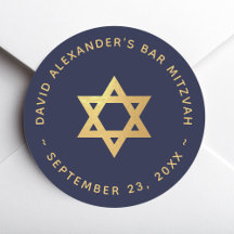 Bar Mitzvah Azul Marinho Estrela de Davi Folha Dou