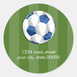 Adesivo Redondo Bar Mitzvah Blue and White Soccer Ball