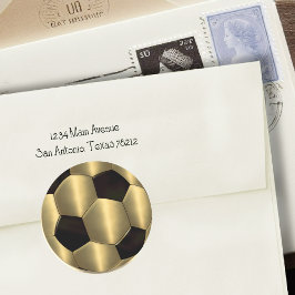 Adesivo Redondo Bar Mitzvah Dourada e bola de futebol negra