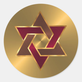 Adesivo Redondo Bar Mitzvah Dourado Estrela Vermelha Brown de Davi