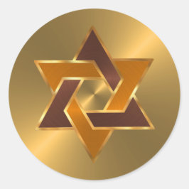 Adesivo Redondo Bar Mitzvah Dourado Laranja Estrela Castanha de Da