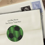 Adesivo Redondo Bar Mitzvah Emerald Green e Black Soccer Ball<br><div class="desc">Todos os itens de temas da Ocasião projetados por Umua. Impresso e enviado pela Zazzle ou seus parceiros.</div>