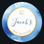 Adesivo Redondo BAR MITZVAH - estrela dourada - cor azul-escura in<br><div class="desc">por kat massard >> WWW.SIMPLYSWEETPAPERIE.COM <<<</div>