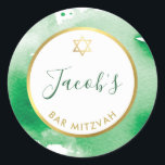 Adesivo Redondo BAR MITZVAH - estrela dourada - cor d'água verde-c<br><div class="desc">por kat massard >> WWW.SIMPLYSWEETPAPERIE.COM <<<</div>