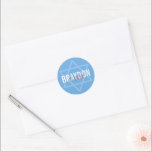 Adesivo Redondo BAR MITZVAH favorece o azul-estrela moderno<br><div class="desc">pelo selo do massard Sticker do Bar do seu filho / Bat Mitzvah - use como selos de envelope ou favores para vestir a recepção.</div>