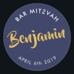 Adesivo Redondo BAR MITZVAH favorece o marinho moderno, azul, azul<br><div class="desc">pelo selo do massard Sticker do Bar Mitzvah do seu filho - use como selos de envelopes ou favores para vestir a recepção.</div>