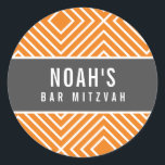 Adesivo Redondo BAR MITZVAH — laranja de cinza geométrica moderna<br><div class="desc">por kat massard >> https://linktr.ee/simplysweetpaperie <<<</div>
