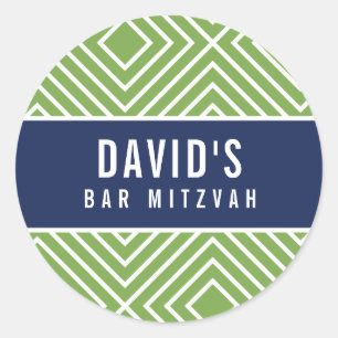Adesivo Redondo BAR MITZVAH — marinho geométrico simples e mode