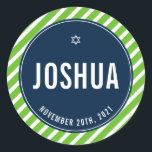 Adesivo Redondo BAR MITZVAH marinho verde simples de faixa moderna<br><div class="desc">por kat massard >> https://linktr.ee/simplysweetpaperie <<<</div>