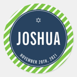 Adesivo Redondo BAR MITZVAH marinho verde simples de faixa moderna