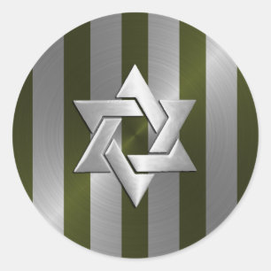 Adesivo Redondo Bar Mitzvah Moss e Silver Stripe Star de David