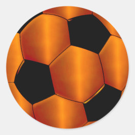 Adesivo Redondo Bar Mitzvah Orange e Black Soccer Ball