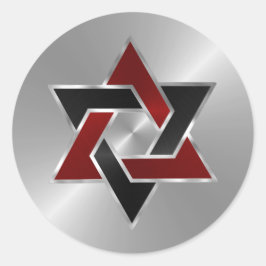 Adesivo Redondo Bar Mitzvah Silver Red Black Star de David