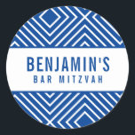 Adesivo Redondo BAR MITZVAH simples e geométrico azul real<br><div class="desc">por kat massard >> https://linktr.ee/simplysweetpaperie <<<</div>