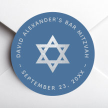 Bar Mitzvah Star of David Classic Blue Faux Silver