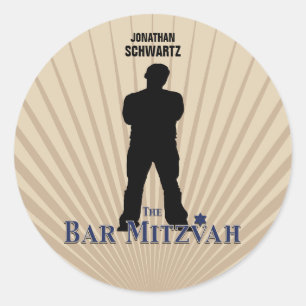 Adesivo Redondo Bar Mitzvah Sticker Marinho Azul
