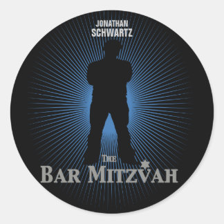 Adesivo Redondo Bar Mitzvah Sticker Marinho preto Azul