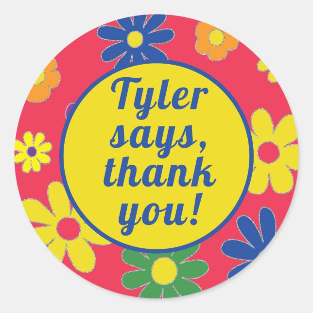 Adesivo Redondo Bar Mitzvah Sticker Rodado Flor (Frente)