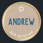 Adesivo Redondo BAR MITZVAH tipo coroa azul-dourada tipo inteligen<br><div class="desc">por kat massard >> WWW.SIMPLYSWEETPAPERIE.COM <<<</div>
