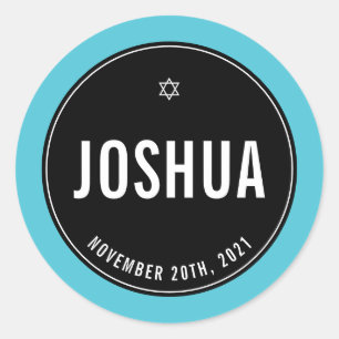 Adesivo Redondo BAR MITZVAH — turquesa simples e clara