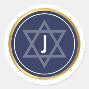 Adesivo Redondo BAR MONOGRAM MITZVAH marinho moderno azul escuro o