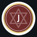 Adesivo Redondo BAR MONOGRAM MITZVAH marrom moderno - vermelho - o<br><div class="desc">por kat massard >> WWW.SIMPLYSWEETPAPERIE.COM << *** NOTE - O EFEITO DO FUTEBOL SHINY GOLD É UMA IMAGEM IMPRESSA *** - - - - - - - - - - - - CONTATE ME para o "tipo de efeito do filme em ouro falso" personalizado Ame o design, mas gostaria de...</div>