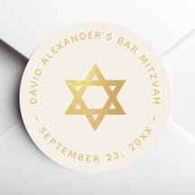 Bar ou Bat Mitzvah Estrela de Davi Dourado e Marfi