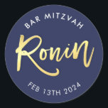 Adesivo Redondo BAR PERSONALIZADO Mitzvah marinho   ouro para RONI<br><div class="desc">pelo kat massard >> WWW.SIMPLYSWEETPAPERIE.COM << *** NOTA - O EFEITO DO FOLHO DE OURO SHINY É UMA IMAGEM IMPRESSA *** - - - - - - - - - - - - - - - - - - - - - - - - - - - - - -...</div>