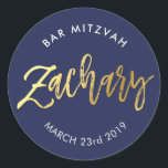 Adesivo Redondo BAR PERSONALIZADO Mitzvah marinho   ZACHARY Ouro<br><div class="desc">pelo kat massard >> WWW.SIMPLYSWEETPAPERIE.COM << *** NOTA - O EFEITO DO FOLHO DE OURO SHINY É UMA IMAGEM IMPRESSA *** - - - - - - - - - - - - - - - - - - - - - - - - - - - - - -...</div>