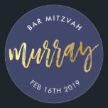 Adesivo Redondo BAR PERSONALIZADO Mitzvah para Murray marinho   ou<br><div class="desc">pelo kat massard >> WWW.SIMPLYSWEETPAPERIE.COM << *** NOTA - O EFEITO DO FOLHO DE OURO SHINY É UMA IMAGEM IMPRESSA *** - - - - - - - - - - - - - - - - - - - - - - - - - - - - - -...</div>