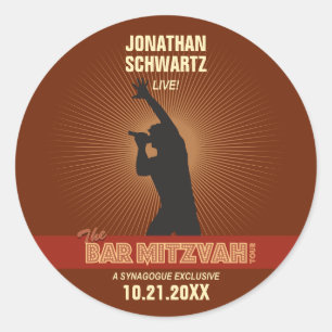 Adesivo Redondo Bar Rock Star Mitzvah Sticker em Brown