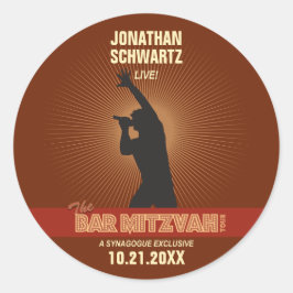 Adesivo Redondo Bar Rock Star Mitzvah Sticker em Brown