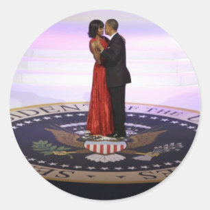 Adesivo Redondo Barack e Michelle Obama