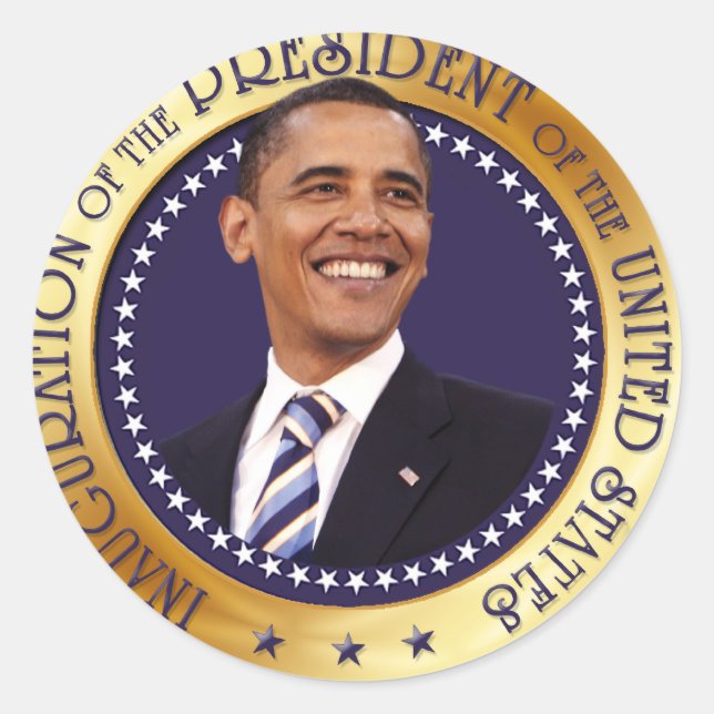 Adesivo Redondo Barack Obama (Frente)